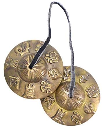 Meditation Bell - Tingsha Cymbals with Straps - Meditation Chime Tibetan Bell for Healing Yoga Meditation in a Box  8 Auspicious Signs