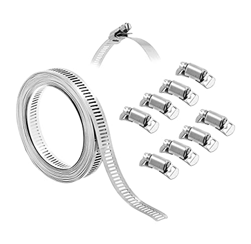 Mandala Crafts Adjustable DIY Worm Gear Hose Clamps - 304 Stainless Steel Hose Clamps Hose Clamp Kit Metal Band Clamp System