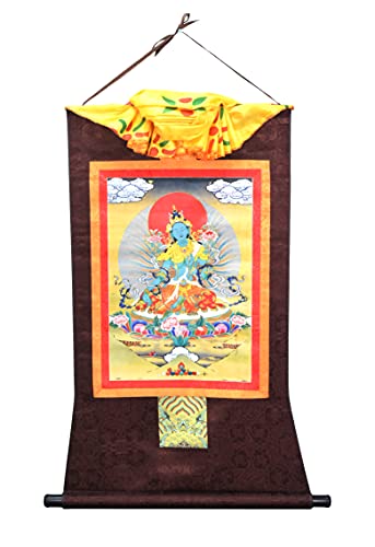 Mudra Crafts Thangka Wall Hanging Thanka Painting - Handmade Tibetan Thangka Painting - Tibetan Tangka for Meditation Yoga Buddhist Decor