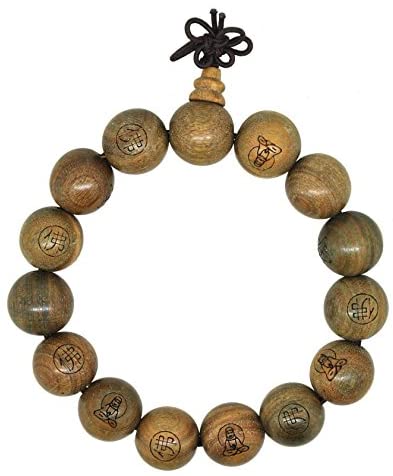 Yoga Meditation Wood Bodhi Seeds Prayer Beads Wrist Mala Stretch Bracelet (Green Sandalwood Scented)