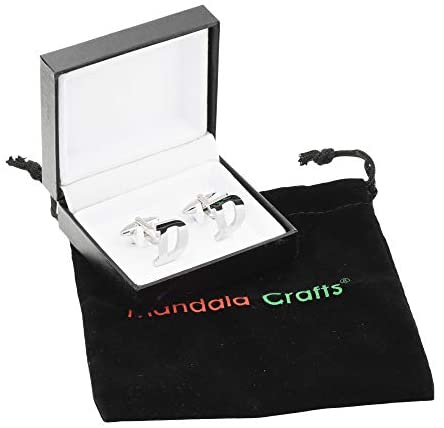 Letter D Cuff Links with Box and Bag