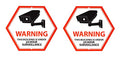 Red Surveillance Recording Warning Back Adhesive Window Stickers for Indoors or Outdoors