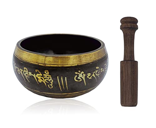 Mandala Crafts Tibetan Singing Bowl Set - Nepal Sound Bowl for Healing - Meditation Bowl Tibetan Sing Bowl for Mindfulness Yoga Meditation Decor