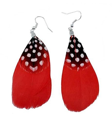 Womens Teens Girls Bohemian Natural Feather Earrings