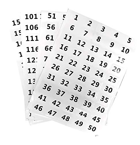 Adhesive Number Stickers 1-200 1000 Consecutive Number Vinyl Stickers - Numbered Stickers for Inventory Stickers Moving Box Equipment Number Labels