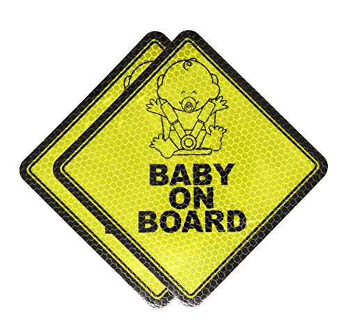 Mandala Crafts Car Auto Baby On Board Reflective UV Protection Safety Yellow Signs Magnets