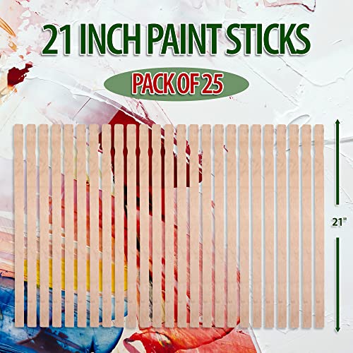 Mandala Crafts Paint Stir Sticks Bulk Pack, Wood Paint Stirrers Paint Mixing Sticks for Epoxy Resin, 21 in 5 Gal Wooden Paint Sticks for Painting Crafts Garden Library 25 PCs