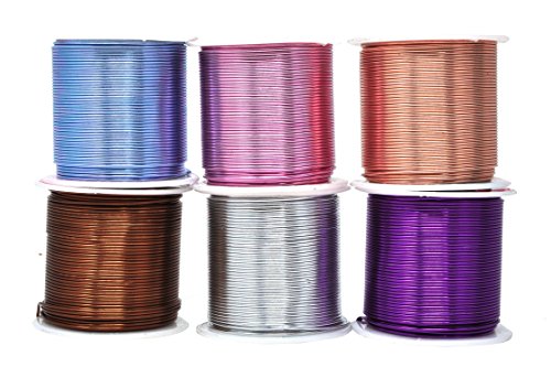 Mandala Crafts Anodized Aluminum Wire for Sculpting, Armature, Jewelry Making, Gem Metal Wrap, Garden, Colored and Soft, Assorted 6 Rolls