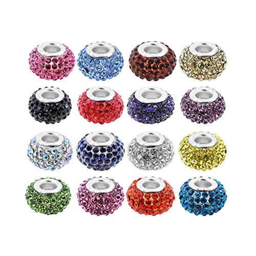 Large Hole Beads Bracelet Charms for Charm Bracelets European Beads in Bulk for Snake Chain Jewelry Making Rondelle 100 PCs Mixed Colors 1/2 Inch 0.2 Inch Hole