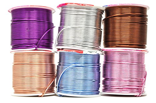 Mandala Crafts Anodized Aluminum Wire for Sculpting, Armature, Jewelry Making, Gem Metal Wrap, Garden, Colored and Soft, Assorted 6 Rolls