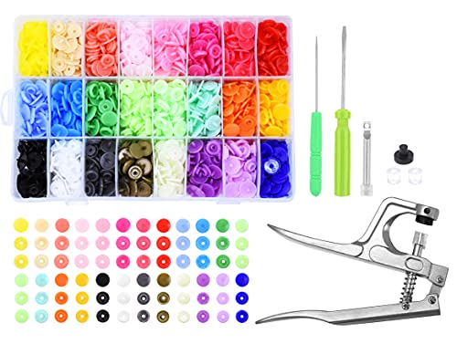 Mandala Crafts Plastic Snaps for Clothing - No-Sew Plastic Snap Buttons - T5 Snap Button Kit - Snap Fastener Kit with Tools for Fabric Sewing Clothes 360 Sets