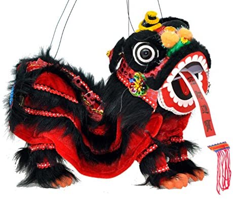 Mandala Crafts Hand String Puppet with Rod, Chinese Marionette Lion Toy