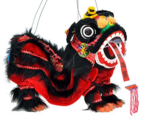 Black and Red Chinese Marionette Lion Toy