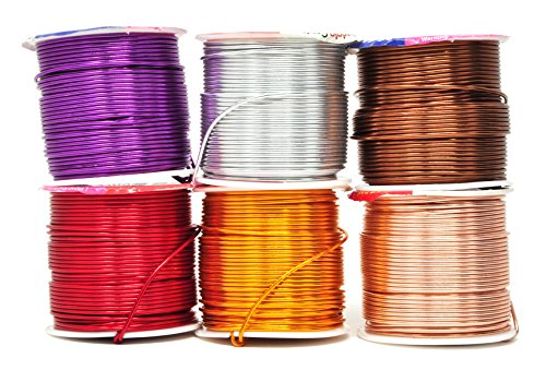 Mandala Crafts Anodized Aluminum Wire for Sculpting, Armature, Jewelry Making, Gem Metal Wrap, Garden, Colored and Soft, Assorted 6 Rolls