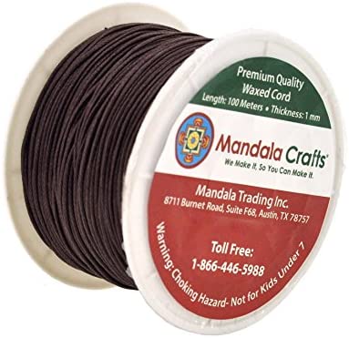 Mandala Crafts 1mm 109 Yards Jewelry Making Beading Crafting Macram Waxed Cotton Cord Thread (Black)