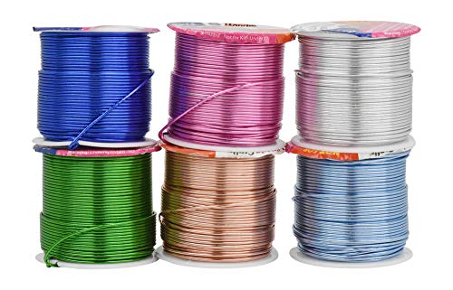 Mandala Crafts Anodized Aluminum Wire for Sculpting, Armature, Jewelry Making, Gem Metal Wrap, Garden, Colored and Soft, Assorted 6 Rolls