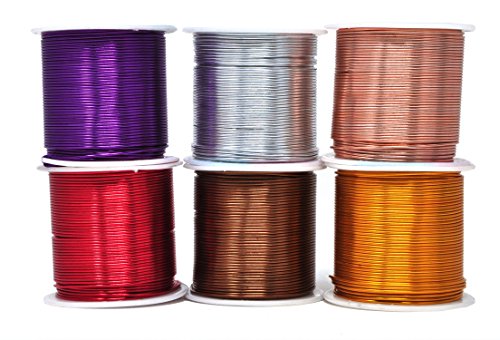 Mandala Crafts Anodized Aluminum Wire for Sculpting, Armature, Jewelry Making, Gem Metal Wrap, Garden, Colored and Soft, Assorted 6 Rolls