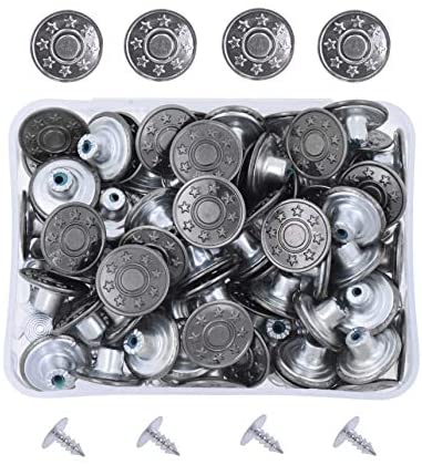 Mandala Crafts Jean Button Replacement Tack Button with Rivet Kit for Jeans Pants Suspenders Jackets Shorts Overalls 17mm 80 Sets