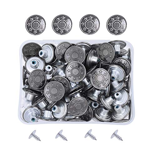 Mandala Crafts Jean Button Replacement Tack Button with Rivet Kit for Jeans Pants Suspenders Jackets Shorts Overalls 17mm 80 Sets