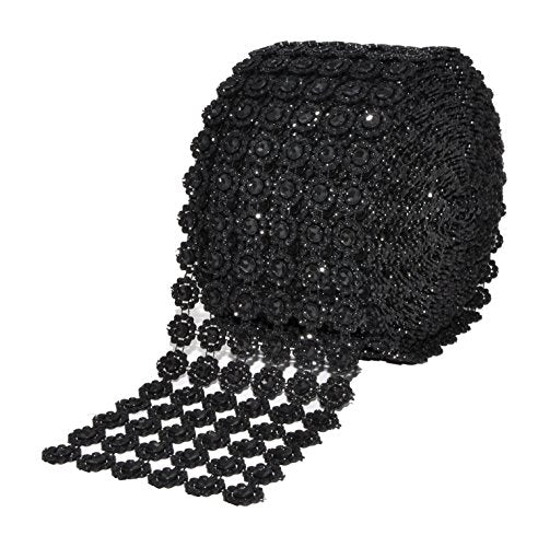 Black Faux Diamond Bling Mesh Roll