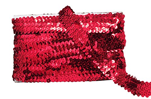 Red Elastic Sequin Fabric Ribbon