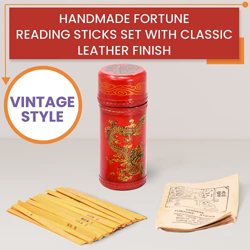 Chinese Fortune Sticks in English Chinese Kau Chim Sticks with Book Chien Tung in Leather Box