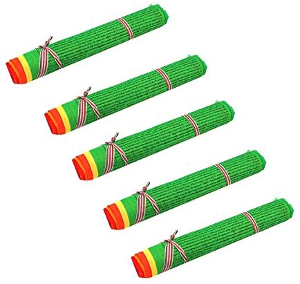 Mandala Crafts Tibetan Large 11X11 Prayer Flags, 5 Roll Set, Green Tara Flags X 50, 50 Ft (Lungta)