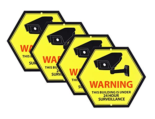 4 Yellow Security Decal Warning Stickers