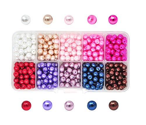 Mandala Crafts Glass Pearl Beads for Jewelry Making Spacers - Loose Faux Pearls for Crafts - Loose Fake Pearls for Jewelry Making Craft Pearls Vase Fillers
