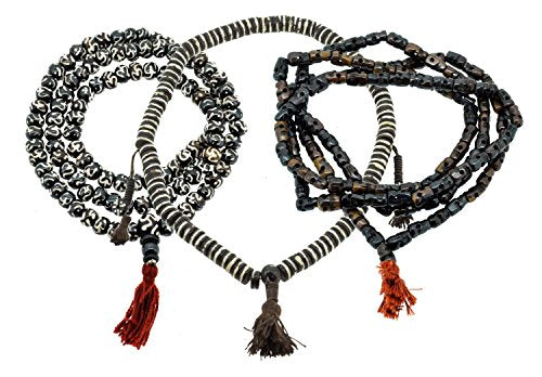Tibetan 108 Zen Buddhist Yak Bone Prayer Beads Mala Necklace