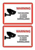 2 White Warning Rectangular Front Adhesive Window Stickers