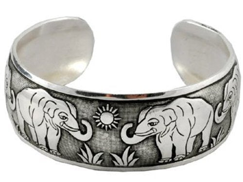 Silver Elephant Cuff Bracelet