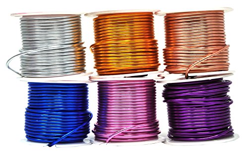 Mandala Crafts Anodized Aluminum Wire for Sculpting, Armature, Jewelry Making, Gem Metal Wrap, Garden, Colored and Soft, Assorted 6 Rolls