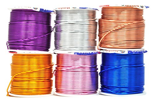 Mandala Crafts Anodized Aluminum Wire for Sculpting, Armature, Jewelry Making, Gem Metal Wrap, Garden, Colored and Soft, Assorted 6 Rolls