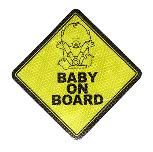 Single Car Auto Baby On Board Reflective UV Protection Safety Yellow Sign