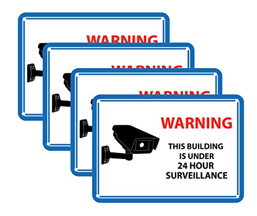 Mandala Crafts 24 Hour Video Surveillance Sign, Security Camera Sign, Rectangular Aluminum Warning Sign for Outdoors, Homes, Businesses, CCTV Recording