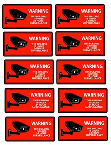 Mandala Crafts Security Camera Decal 24-Hour Video Surveillance Recording Warning Rectangular