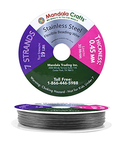 Mandala Crafts Tiger-Tail Beading Wire for Jewelry Making 7 Strand Bead Stringing Wire for Jewelry Making DIY Crafting