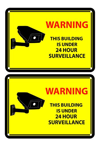 2 Yellow Warning Rectangular Front Adhesive Window Stickers