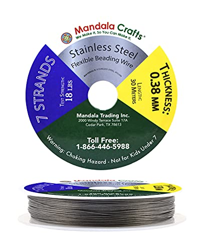 Mandala Crafts Tiger-Tail Beading Wire for Jewelry Making 7 Strand Bead Stringing Wire for Jewelry Making DIY Crafting