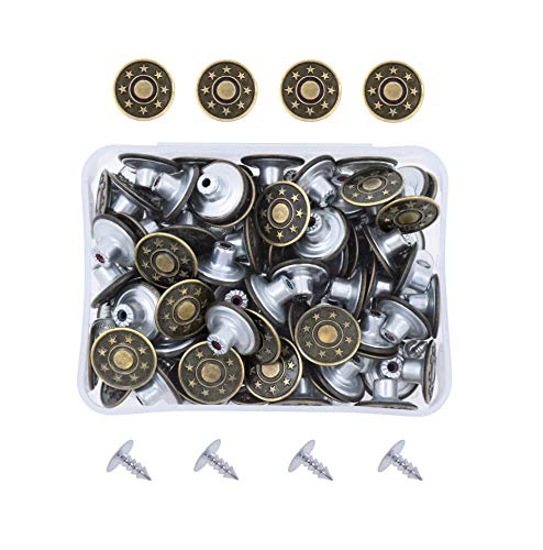 Mandala Crafts Jean Button Replacement Tack Button with Rivet Kit for Jeans Pants Suspenders Jackets Shorts Overalls 17mm 80 Sets