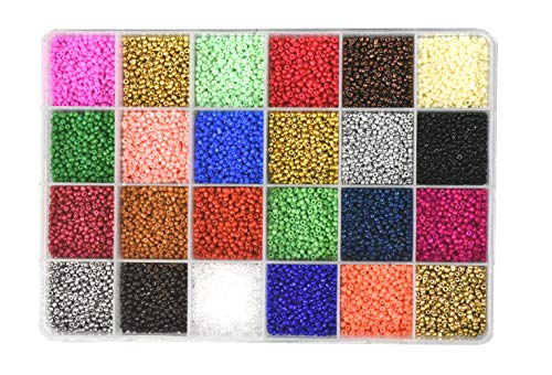 Mandala Crafts Glass Seed Beads for Jewelry Making Mini Glass Beads for Bracelets Waist Beads - Small Pony Beads Kit Bulk Beading Supplies for Crafts