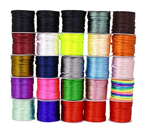 Mandala Crafts Satin Rattail Cord String from Nylon for Chinese Knot, Macrame, Trim, Jewelry Making