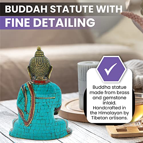 Mudra Crafts Gautama Buddha Statue for Home Decor - Shakyamuni Statue for Altar Buddhist Decor - Brass Tibetan Small Buddha Statue for Meditation Decor