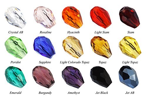 Wholesale Crystal Beads (15 Assorted Colors, 5 X 7mm Teardrop)