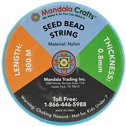Nylon Seed Bead String for Beading Patterns, DIY Figurine and Charm Crafting, Non-Stretch; by Mandala Crafts (0.8mm 328 Yards)
