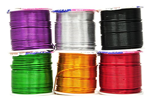 Mandala Crafts Anodized Aluminum Wire for Sculpting, Armature, Jewelry Making, Gem Metal Wrap, Garden, Colored and Soft, Assorted 6 Rolls