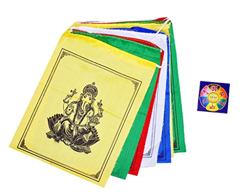 Ganesha Tibetan Prayer Flags Outdoor Large Lungta Nepalese Prayer Flags Ganesh Prayer Flag Banner 6 X 7 Inches 5 FT Long