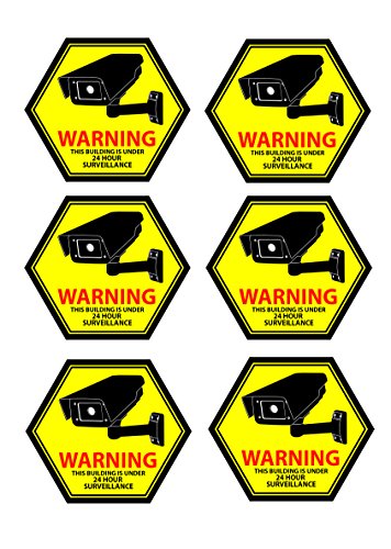 Mandala Crafts Security Camera Decal 24-Hour Video Surveillance Recording Warning Back Adhesive Window Stickers for Indoors or Outdoors