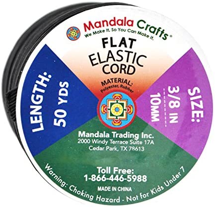 Mandala Crafts Knit Elastic Band for Sewing, Flat Stretch Strap Spool for Waistbands Black / 1.5 Inches 50 Yards